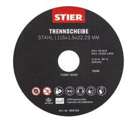 STIER Disques à tronçonner STIER, acier, 115 x 1,5 x 22,23, forme 41, droits, 25 pièces Quantité:25