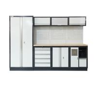 STIER Equipement d'atelier STIER Basic 4 pièces avec panneau perforé et plan de travail en bois multiplis lxPxH 2 640x460x2 000 mm Quantité:1