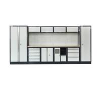 STIER Equipement d'atelier STIER Basic 6 pièces avec panneau perforé et plan de travail en bois multiplis lxPxH 4 235x460x2 000 mm Quantité:1