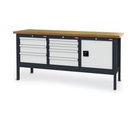 STIER Etabli bureau STIER avec 7 tiroirs et 1 porte lxPxH 2000x600x960 mm Quantité:1