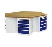 STIER établi hexagonal STIER, lxPxH 2 500x2 165x860 mm, gris clair/bleu gentiane Quantité:1