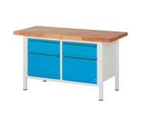 STIER Etabli réglable en hauteur STIER Premium avec 2 tiroirs et 2 portes battantes, lxPxH 1 500x700x840-1 040 mm, RAL 7035 / RAL 5012 Quantité:1