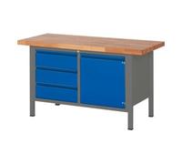 STIER Etabli réglable en hauteur STIER Premium avec 3 tiroirs et 1 porte battante, lxPxH 1 500x700x840-1 040 mm, anthracite métallisé / RAL 5010 Quantité:1
