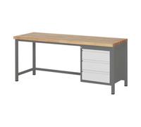 STIER Etabli réglable en hauteur STIER Premium avec 3 tiroirs, lxPxH 2 000x700x840-1 040 mm Quantité:1