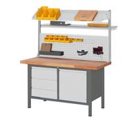 STIER Etabli réglable en hauteur STIER Premium avec structure, avec 3 tiroirs et 1 porte battante, lxPxH 1 500x700x840-1 040 mm Quantité:1