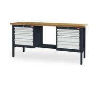 STIER établi STIER avec 8 tiroirs, lxPxH 2 000x600x960 mm, RAL 7016 / RAL 7035 Quantité:1