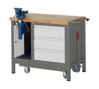 STIER Établi STIER Premium avec châssis en abs., 3 tiroirs et étau LxPxH 1000x700x880mm Quantité:1