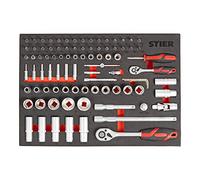 STIER Jeu de 92 douilles 1/4" 1/2" dans garniture en mousse souple (EVA)