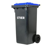 STIER Poubelle grande capacité à 2 roues STIER, 120 l, gris/bleu, lxPxH 475x550x930 mm Quantité:1