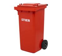 STIER Poubelle grande capacité à 2 roues STIER, 120 l, rouge, lxPxH 475x550x930 mm Quantité:1
