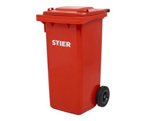 STIER Poubelle grande capacité à 2 roues STIER, 120 l, rouge, lxPxH 475x550x930 mm Quantité:1