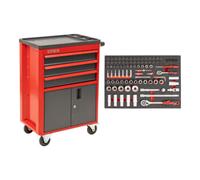 STIER Servante d'atelier-armoire roulante STIER avec 3 tiroirs, garnie, 92 pièces Quantité:1