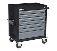 STIER Servante d'atelier vide BLACK-Edition, 884 x 696 x 490 mm, 7 tiroirs, charge max. 300 kg, chariot d'atelier, chariot d'outils, chariot de montage