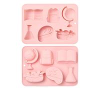 Stiesy 2Pcs 6 Formes Moules en Silicone Thème Scolaire Réutilisables - Moules en Silicone pour Fondant, Gâteau, Chocolat, Savon, Pudding, Bonbons, Desserts Créatifs, Collations, Artisanat