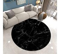 Stillshine. 3D Rond Tapis AntidéRapant de Salon Noir Blanc Marbre Impression Paillasson D'entréé, Tapis de Sol pour Cuisine Salle de Bain Chambre Décoration Bébé Tapis Rampant (Couleur 2,60 cm)