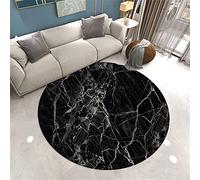 Stillshine. 3D Rond Tapis AntidéRapant de Salon Noir Blanc Marbre Impression Paillasson D'entréé, Tapis de Sol pour Cuisine Salle de Bain Chambre Décoration Bébé Tapis Rampant (Couleur 1,120 cm)