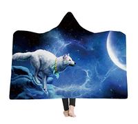 Stillshine Couverture en Peluche,Couverture à Capuche Rembourrée Super Douce, Couverture Sherpa, Impression Loup 3D,pour Lire, Faire du Camping, Faire la Sieste (150 * 200CM, Style 5)