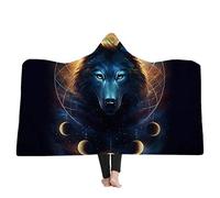 Stillshine Couverture en Peluche,Couverture à Capuche Rembourrée Super Douce, Impression Loup 3D,Enfant Adulte pour Faire du Camping, Jouer à Des Jeux (130 * 150CM, Style 3)