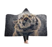 Stillshine Couverture en peluche Super Douce,Couverture Sherpa à motif animalier en 3D Couverture à Capuche portable,Cadeau de noël pour garçon filles et Adulte (150 * 200 cm, Tigre)