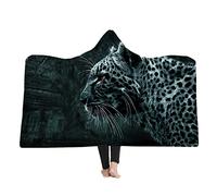 Stillshine Couverture en peluche Super Douce,Couverture Sherpa à motif animalier en 3D Couverture à Capuche portable,Cadeau de noël pour garçon filles et Adulte (150 * 200 cm, Léopard)