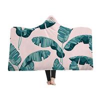 Stillshine Couverture en peluche Super Douce,Couverture Sherpa à motif animalier en 3D Couverture à Capuche portable,Cadeau de noël pour garçon filles et Adulte (130 * 150 cm, Feuilles)