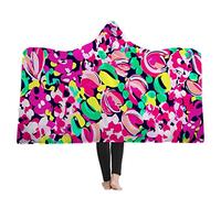 Stillshine Couverture en peluche Super Douce,Couverture Sherpa à motif animalier en 3D Couverture à Capuche portable,Cadeau de noël pour garçon filles et Adulte (150 * 200 cm, Fleur colorée)