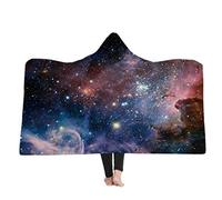 Stillshine Couverture en peluche Super Douce,Couverture Sherpa à motif animalier en 3D Couverture à Capuche portable,Cadeau de noël pour garçon filles et Adulte (130 * 150 cm, Ciel étoilé)