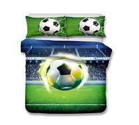 Stillshine Ensemble de literie 2 pièces Housse de Couette et Taies d'oreiller 3D Football Coupe du Monde Doux Couverture de lit Microfibre avec Fermeture à Glissière Parure de Lit 140x200