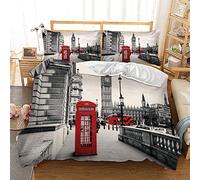 Stillshine . Ensemble de literie de Paysage de Ville européenne et américaine City Street World Landscape Impression architecturale Housse de Couette et taie (Londres Big Ben, 220 x 240 cm)