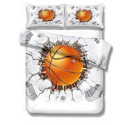 Stillshine . Housse de Couette Basketball Sportif Style 3D Basketball Impression Élégant Parure de lit 140x200 Enfant Housse de Couette et Taie d'oreiller Literie Enfant Garçon Fille Simple