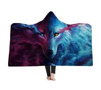 Stillshine Impression Loup 3D Couverture en Peluche,Couverture à Capuche, Couverture Sherpa pour Regarder la Télévision, Lire, Apprendre (150 * 200CM, Style 1)