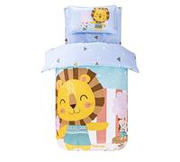 Stillshine. Literie pour Enfants 100% Coton, Parure de Lit Enfant - Happy Lion Animaux de La Forêt- Housse de Couette 120cm x150cm + Taie Oreiller 40 cm x 60 cm pour Lit Junior/Bas Âge/Bambin/Bébé