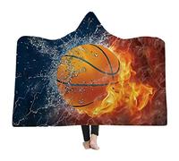 Stillshine Mandala Couverture À Capuche pour Adultes Kids Multicolore Sherpa Laine Femme Couverture Microfibre Bohème Pour Les Canapés-lits (130 * 150cm, Basket-ball de feu)