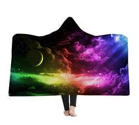 Stillshine Mandala Couverture À Capuche pour Adultes Kids Multicolore Sherpa Laine Femme Couverture Microfibre Bohème Pour Les Canapés-lits (130 * 150cm, Ciel étoilé)