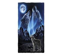 Stillshine. Serviette de Plage 3D Loup Lune Attrapeur de Rêves Grande Taille XXL Adulte Homme Ado Enfant Garcon Microfibre Serviette de Bain Couvertur Tapis de Plage Spa (Bleu,100 x 180 cm)