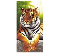 Stillshine. Serviette de Plage 3D Tigre Grande Taille XXL Adulte Homme Enfant Garcon Ado Microfibre Serviette de Bain Couverture Serviette Tapis de Plage Camping Linge de Bain Jaune (100 x 180 cm)