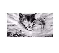 Stillshine. Serviette de Plage Homme Femme Enfant Fille Garçon Ado XXL Microfibre 3D Motif Très Grandes Serviette de Bain Voyage Piscine Bain de Soleil Couverture de Canapé Lit (Loup Grise,100x200cm)