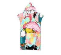 Stillshine Serviettes de Plage Poncho Adulte Unisexe Sports Surf À Capuchon Couverture Serviette De Bain Robes Natation Peignoir Plage Microfibre Serviettes de Natation (Flamant)