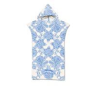 Stillshine Serviettes de Plage Poncho Adulte Unisexe Sports Surf À Capuchon Couverture Serviette De Bain Robes Natation Peignoir Plage Microfibre Serviettes de Natation (Fleur Bleue)