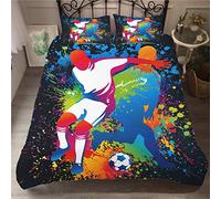Stillshine Sports de Football Ensemble de literie Yin Yang Feu d'eau Multicolore Graffiti, Parures de lit Adulte 2 Personnes Housse de Couette Enfants Garçon Fille Microfibre (Football 15,140x200 cm)