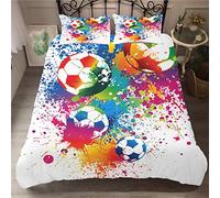 Stillshine Sports de Football Ensemble de literie Yin Yang Feu d'eau Multicolore Graffiti, Parures de lit Adulte 2 Personnes Housse de Couette Enfants Garçon Fille Microfibre (Football 12,220x260 cm)