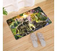 Stillshine. Tapis de Petite Surface 3D Animal Loups Forêt Champ de Neige Asuka Tapis Flanelle Salon Chambre Dortoir Entrée et Sortie Tapis de Cuisine Antidérapant Lavable (Couleur 4,60×90 cm)