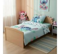 Housse de Couette Stitch Disney Réversible - Parure de Lit Enfant 140x200 cm avec Taie d'oreiller 65x65 cm - Coton & Polyester - Certifiée Oeko-Tex Standard 100 - Motif Aloha Bleu