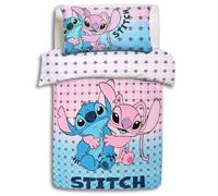 Stitch & Andzia Disney Ensemble de literie Rose Bleu, Literie en Coton 135x200 cm