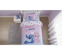 Stitch Angel Housse de Couette 140x200 + Taie 65x65 Mauve Bleu Chambre Ado