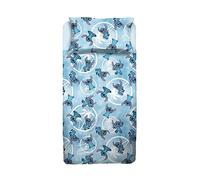 Stitch Drap de lit, Drap Plat, Drap Plat, taie d'oreiller, Bleu, Disney, 100% Coton, Produit Officiel