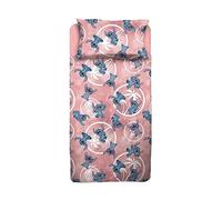 Stitch Drap de lit, Drap Plat, Drap Plat, taie d'oreiller, Rose, Disney, 100% Coton, Produit Officiel