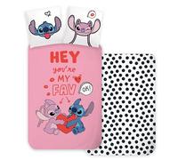 Stitch et Angel Housse de Couette 140x200 + Taie 65x65 100% Coton Disney