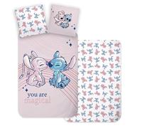 Stitch et Angel Housse de Couette 140x200 + Taie 65x65 100% Coton Disney