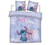 Stitch et Angel Housse de Couette 240x220 + 2 Taies 65x65 Polycoton 2 Pers | Parure de lit 2 personnes réversible | Polycoton séchage rapide | Disney Lilo & Stitch | Cadeau couple | Lavable en machine